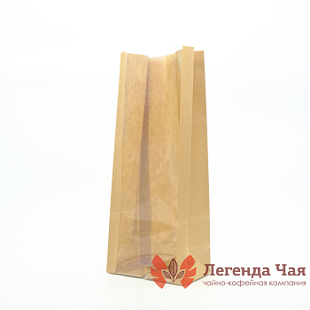 Пакет 2-х слойный 600 гр. Прозрачная полоса Крафт С окном