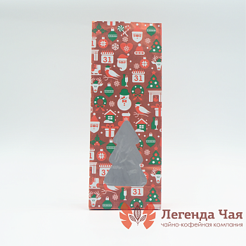 Пакет 2-х слойный 300 гр. Новогодний Елка Красный с рисунком С окном