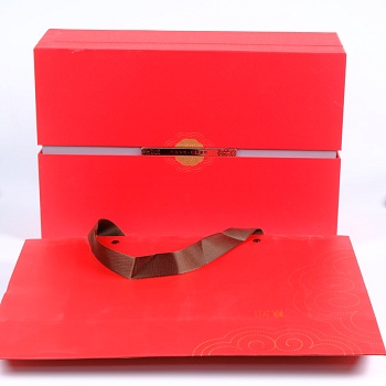 Подарочная коробка №5 Большой Красный 2 банки Металл + Подарочный пакет Легенда чая