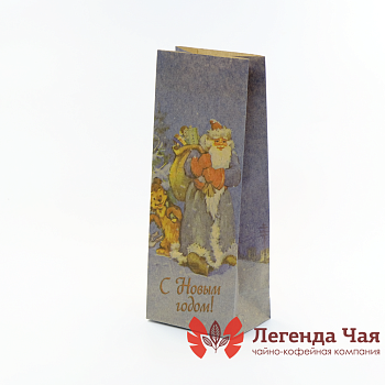 Пакет крафт 200 гр. Ретро С Новым Годом! 00018510 Синий с рисунком Без окна