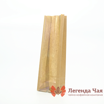 Пакет 2-х слойный 400 гр. Прозрачная полоса Крафт С окном