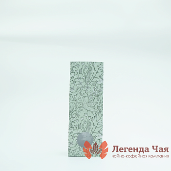 Пакет 2-х слойный 200 гр. Орнамент с птицей Бирюзовый С окном