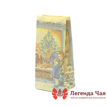 Пакет крафт 400 гр. Ретро Новогодняя витрина Крафт с рисунком Без окна