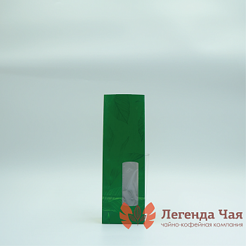 Пакет 2-х слойный 200 гр. Лист чая Зеленый с рисунком С окном