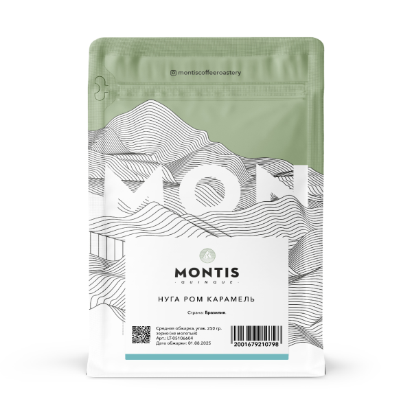 КОФЕ АР Нуга Ром Карамель Средняя обж. СТ MONTIS (упак. 250 гр. зерно (не молотый))